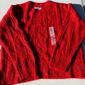 Old Navy Vibrant Red Crew Neck Sweater